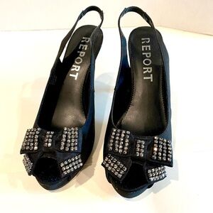 🌸Report - Black Sling Back Platform Dress Shoes Size 8.5